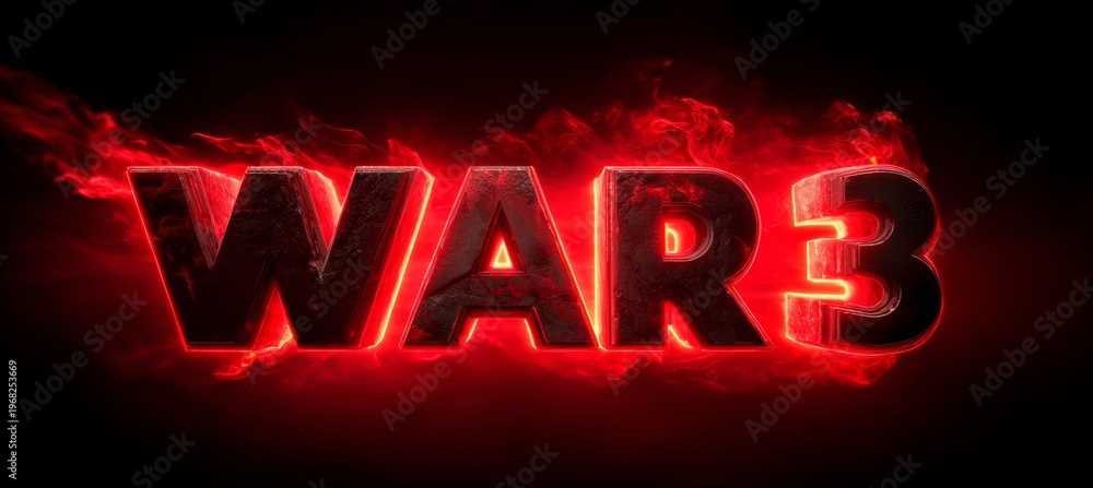 Obraz premium World war 3 3D flame red effect text. Generative AI technology.