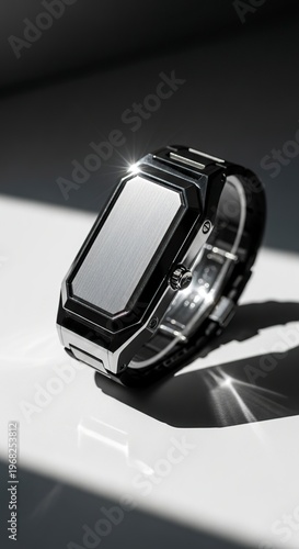 Sleek modern wristwatch with a minimalist design and metallic finish.