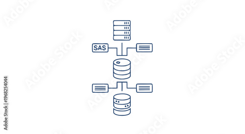 Conceptual illustration of a database server architecture with data storage.