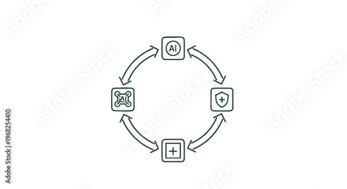 Circular Flowchart Illustrating Interconnected Processes on White Background.