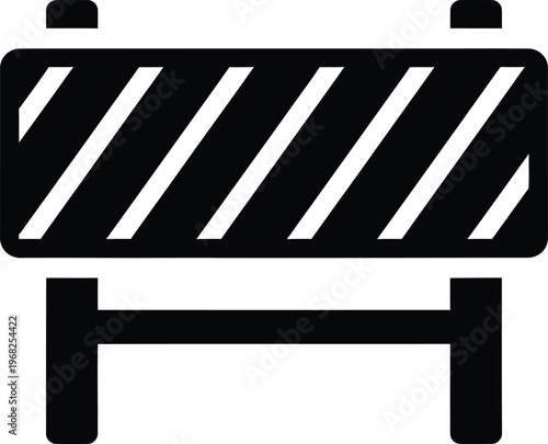 Silhouette construction roadblock barrier icon for street safety maintenance vector illustration