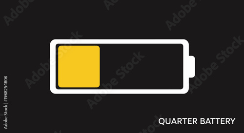 Quarter Battery Level Indicator Icon with Text on a Dark Background.