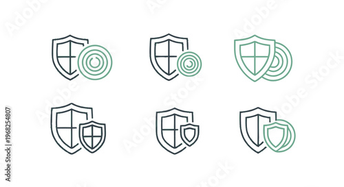 Collection of Shield Icons Representing Protection and Security Concepts.