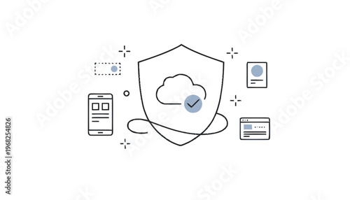 Cloud Security Shield - Protecting Data and Digital Information Online.
