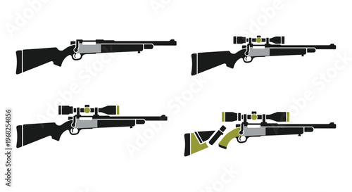 Hunting rifle Line art vector clean abstract shape illustration