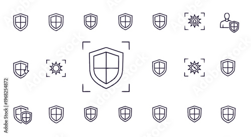 Collection of Shield Icons Representing Security and Protection.