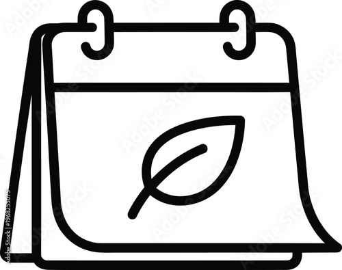 Silhouette desk calendar icon with organic leaf element vector illustration