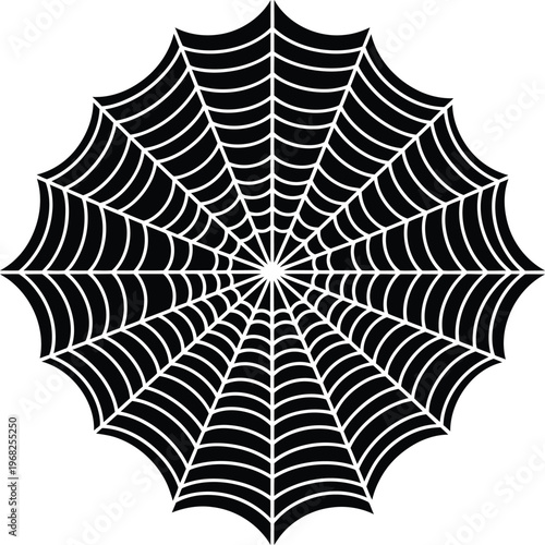 Silhouette detailed spider web symmetrical natural design vector illustration
