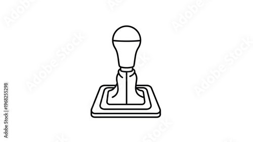 Detailed line art illustration of a manual car gear shift lever showing the knob and the protective boot at the base on a white background.