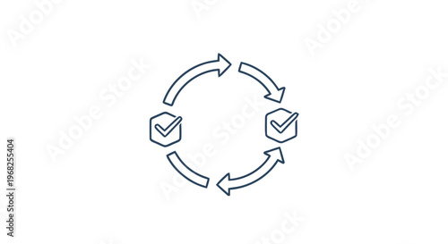 Circular Process Diagram with Check Marks for Workflow Illustration.