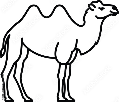 Silhouette dromedary camel standing profile desert animal vector illustration