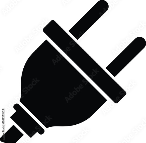 Silhouette electrical power plug connection symbol vector illustration