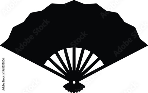 Silhouette elegant traditional folding hand fan symbol for oriental cooling vector illustration