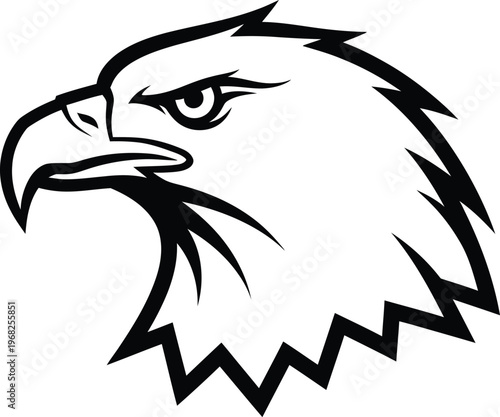Silhouette fierce bald eagle head profile mascot logo vector illustration