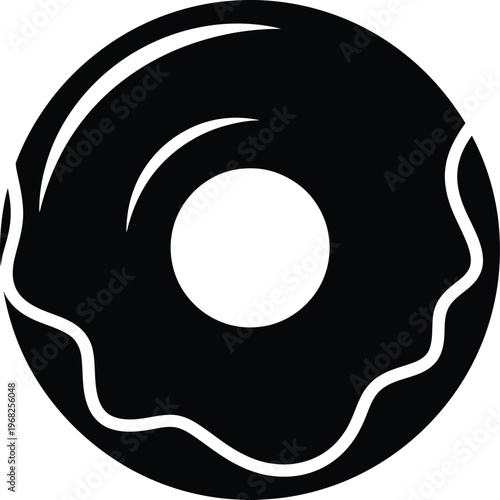 Silhouette glazed donut with icing for dessert menu design icon vector illustration