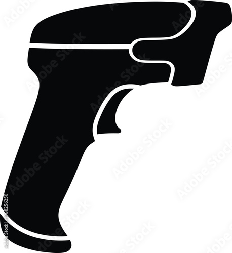 Silhouette handheld barcode scanner device for retail and logistics vector illustration