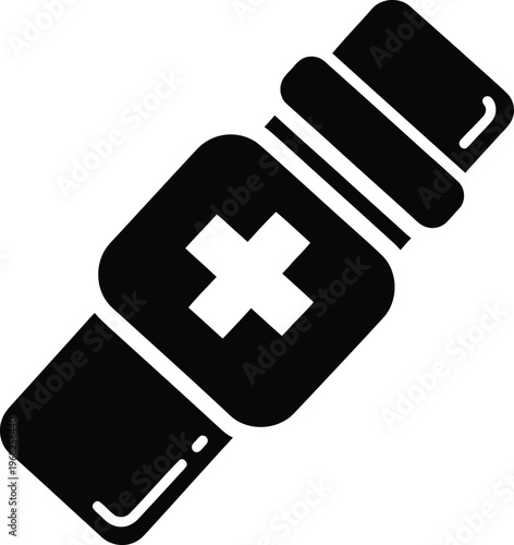 Silhouette health smartwatch medical cross symbol technology vector illustration