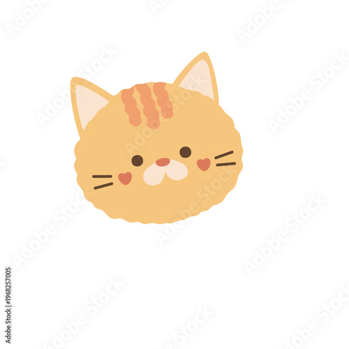Hand drawn cute ginger cat face illustration