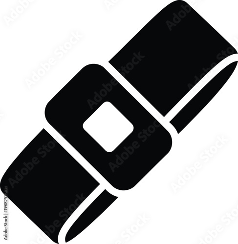 Silhouette leather clothing belt with a large square metal buckle vector illustration