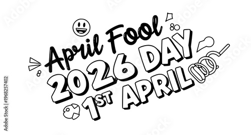 April fool's day 2026 illustration a playful black and white design for pranks and merriment