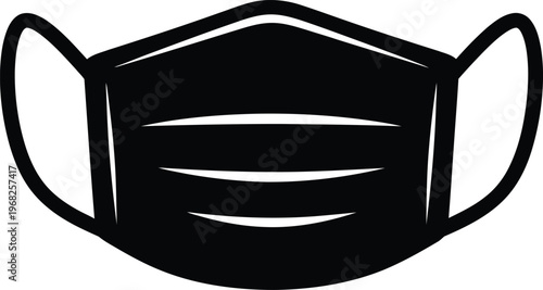 Silhouette medical face mask with ear loops for protection vector illustration