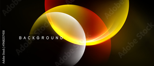 Abstract flowing shapes, warm colors dominate. Gradient blends create dynamic visual effect. Background text reads BACKGROUND. Minimalist design.