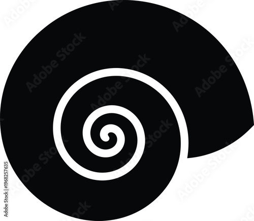 Silhouette nautilus shell spiral abstract symbol vector illustration