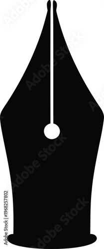 Silhouette of a classic fountain pen nib writing tool illustration