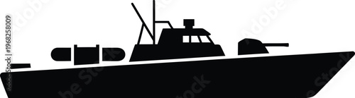 Silhouette of a fast military patrol vessel for naval operations vector illustration