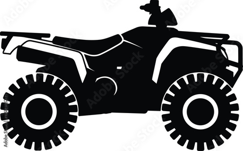 All terrain vehicle ATV silhouette vector illustration with large wheels isolated icon for off road adventure transport motorbike design concept