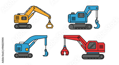 Hydraulic Shear Line art modern abstract colorful shapes vector