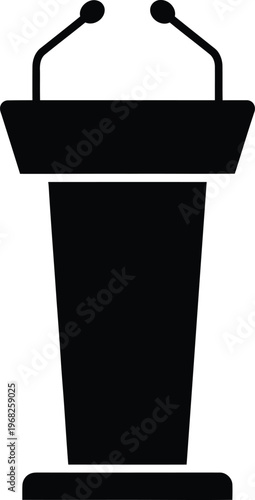 Silhouette of a lectern with two microphones for public speaking vector illustration