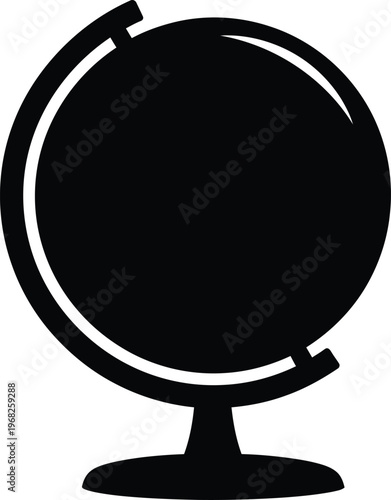 Silhouette of a minimalist world globe map on stand vector illustration