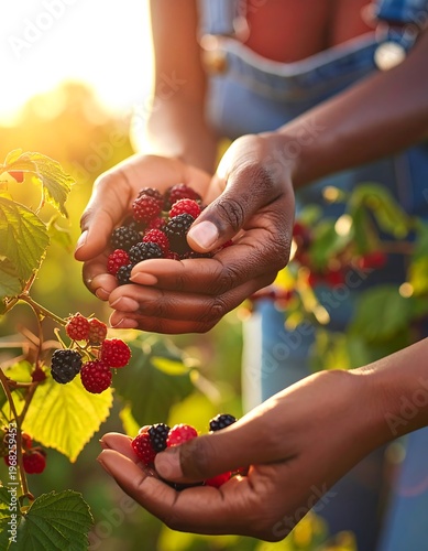 Person picking fresh berries in garden.
