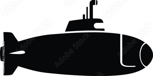 Silhouette of a naval submarine used for deep sea research vector illustration