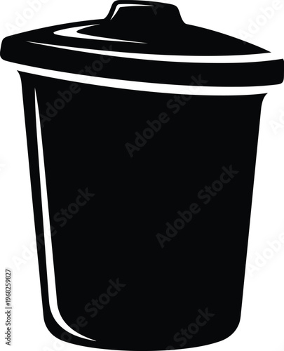 Silhouette of a plastic trash can with closed lid vector illustration