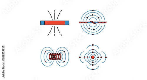 Magnetic Field Lines Line art minimal abstract decorative vector