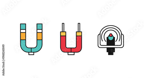 Magnetic Field Sensor Line art simple clean abstract vector