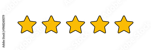 5 yellow stars with black outline stroke