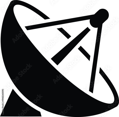 Silhouette of a satellite dish antenna for communication technology vector illustration