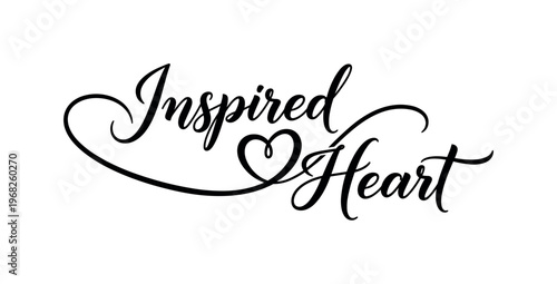 Inspired Heart. lettering and all elements in black. Vector style. AWhite background. Pure white background. Perfect isolation and visual consistency. Elegant