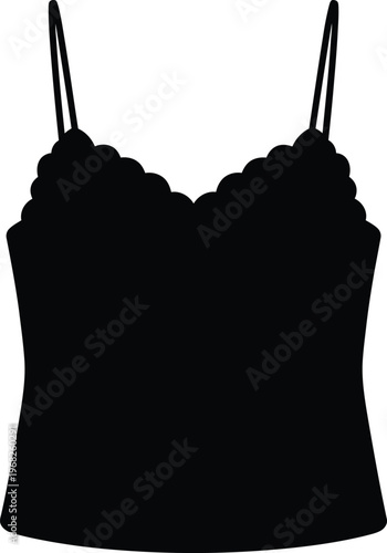 Silhouette of a sleeveless woman summer camisole top with straps vector illustration
