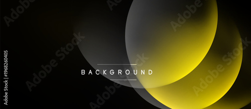 Abstract design features overlapping yellow, gray circles on black background. Text reads background. Minimalist, modern aesthetic.