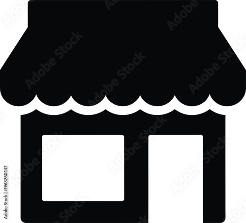 Silhouette of a small storefront with awning vector illustration