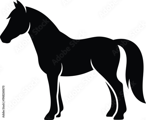 Silhouette of a strong majestic standing stallion horse farm animal vector illustration