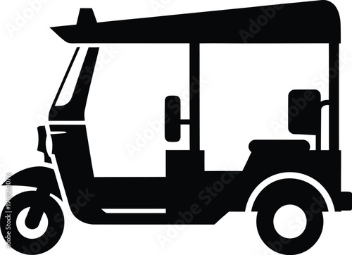 Silhouette of a traditional auto rickshaw taxi vehicle vector illustration
