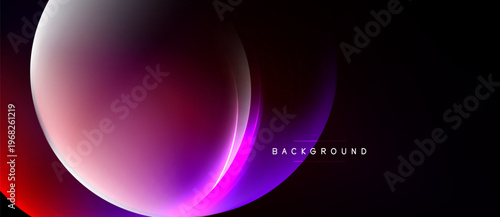 Abstract design features vibrant gradients. Smooth curves blend red, pink, purple hues over black background. Modern, dynamic composition.