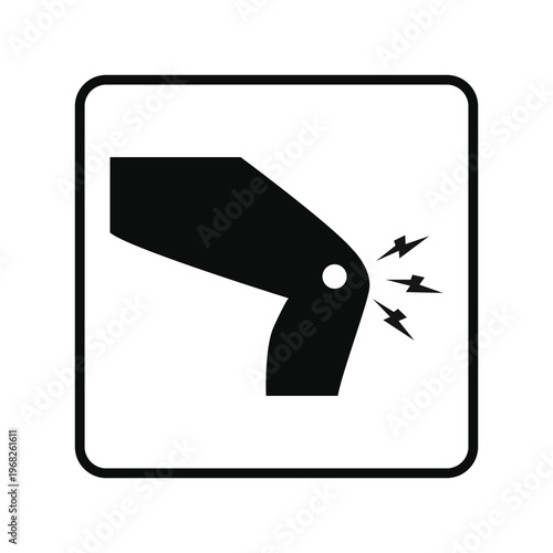 Icon representing knee pain or injury with three lightning bolts radiating from the joint area