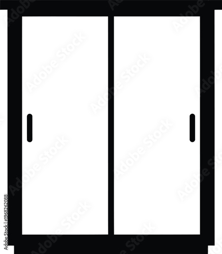Silhouette of sliding glass doors with handles vector illustration