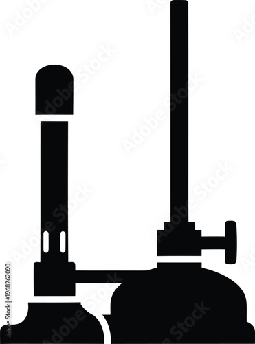 Silhouette of professional laboratory gas burners for chemistry and science vector illustration